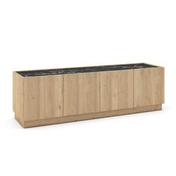 Móvel tv em madeira natural e preto, 160 x 41,8 x 48 cm | dione