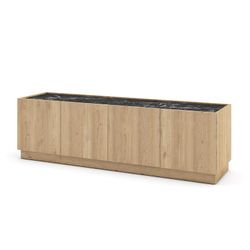 Móvel tv em madeira natural e preto, 160 x 41,8 x 48 cm | dione