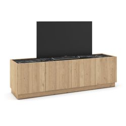 Móvel tv em madeira natural e preto, 160 x 41,8 x 48 cm | dione