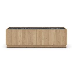 Móvel tv em madeira natural e preto, 160 x 41,8 x 48 cm | dione