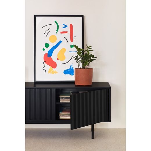 Black wooden TV cabinet, 180 x 40 x 52 cm | Sierra