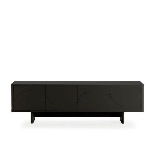 Mueble TV de madera en negro, 180 x 40 x 55 cm | Solei
