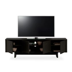 Wooden TV stand in black, 180 x 40 x 55 cm | Solei