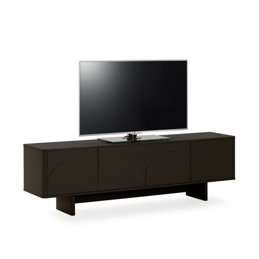 Wooden TV stand in black, 180 x 40 x 55 cm | Solei