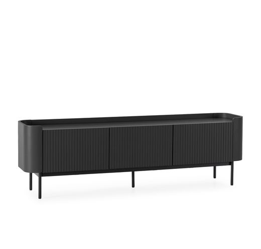 Mueble TV de madera  en negro, 180 x 40 x 55 cm | Willa