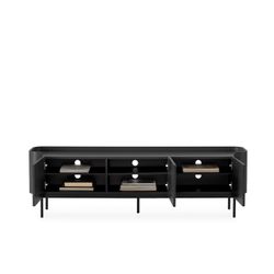 Wooden TV stand in black, 180 x 40 x 55 cm | Willa