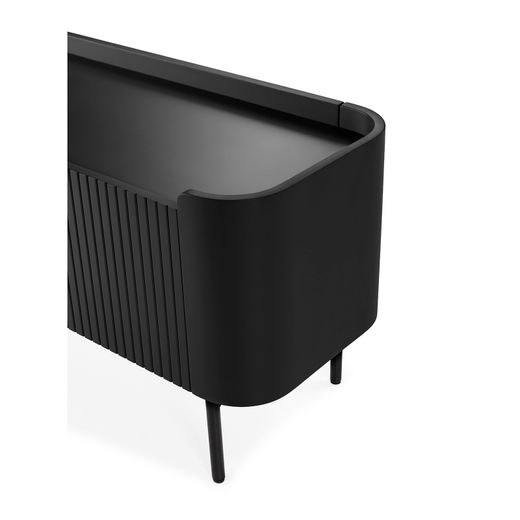 Wooden TV stand in black, 180 x 40 x 55 cm | Willa