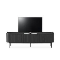 Wooden TV stand in black, 180 x 40 x 55 cm | Willa