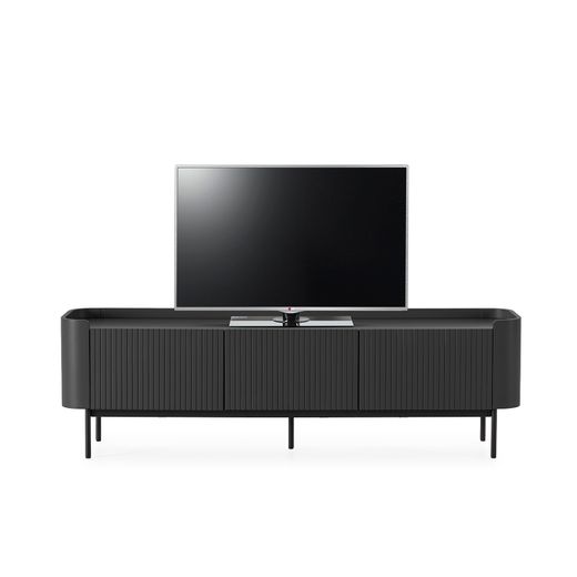 Wooden TV stand in black, 180 x 40 x 55 cm | Willa