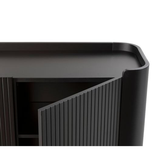 Wooden TV stand in black, 180 x 40 x 55 cm | Willa