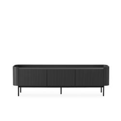 Wooden TV stand in black, 180 x 40 x 55 cm | Willa
