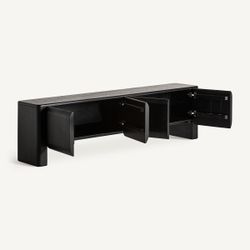 Mueble TV de madera en negro, 200 x 40 x 55 cm | Norfolk