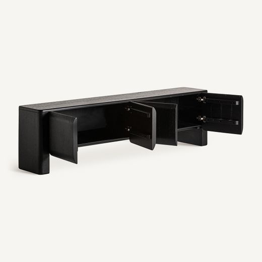 Mueble TV de madera en negro, 200 x 40 x 55 cm | Norfolk