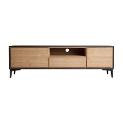 Móvel TV de madeira em preto e cor natural, 146 x 40 x 44 cm | Brussa