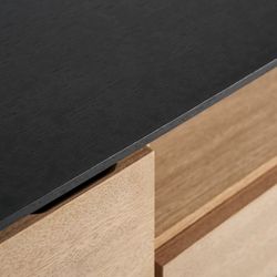 Móvel TV de madeira em preto e cor natural, 146 x 40 x 44 cm | Brussa
