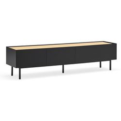 Black and oak wooden TV stand, 180 x 40 x 45 cm | Arista