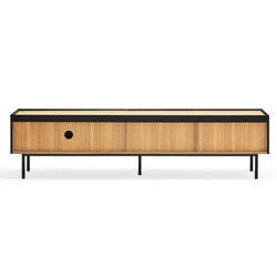 Black and oak wooden TV stand, 180 x 40 x 45 cm | Arista