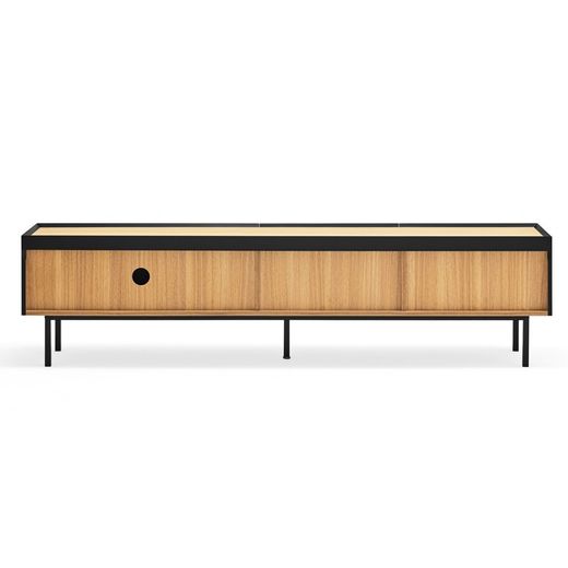 Black and oak wooden TV stand, 180 x 40 x 45 cm | Arista