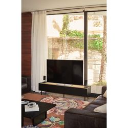 Black and oak wooden TV stand, 180 x 40 x 45 cm | Arista