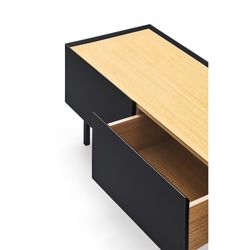Black and oak wooden TV stand, 180 x 40 x 45 cm | Arista
