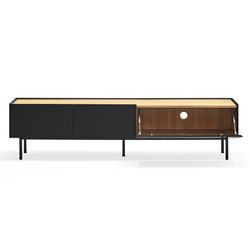 Black and oak wooden TV stand, 180 x 40 x 45 cm | Arista