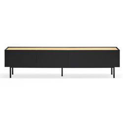 Black and oak wooden TV stand, 180 x 40 x 45 cm | Arista