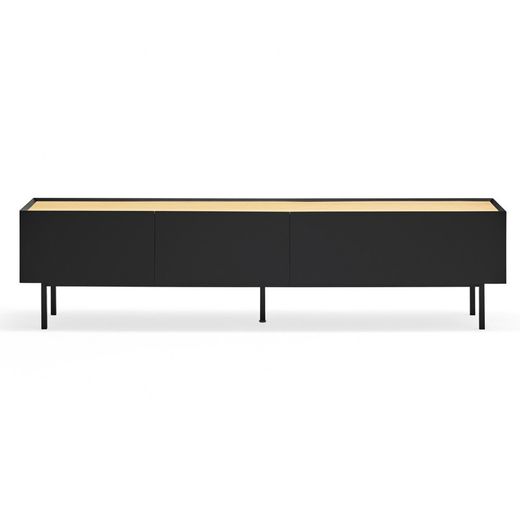 Black and oak wooden TV stand, 180 x 40 x 45 cm | Arista