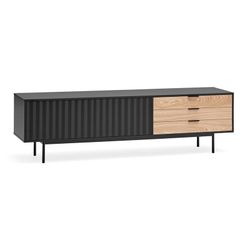 Wooden TV stand in black and light oak, 180 x 40 x 52 cm | Sierra