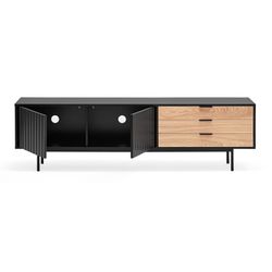 Wooden TV stand in black and light oak, 180 x 40 x 52 cm | Sierra