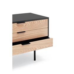 Wooden TV stand in black and light oak, 180 x 40 x 52 cm | Sierra