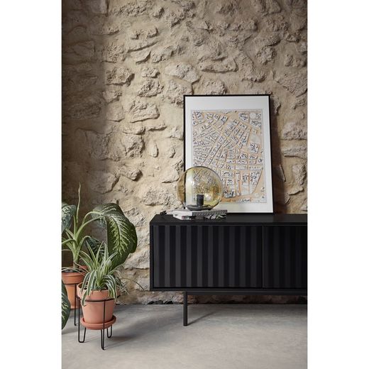 Wooden TV stand in black and light oak, 180 x 40 x 52 cm | Sierra