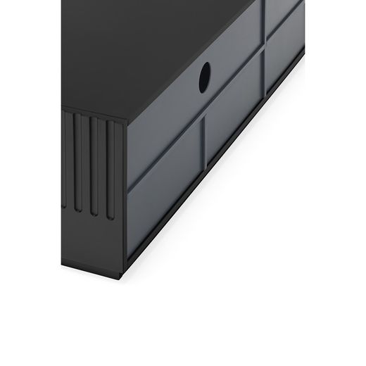 Doric Black and Anthracite Grey Wooden TV Stand, 180 x 46 x 42 cm