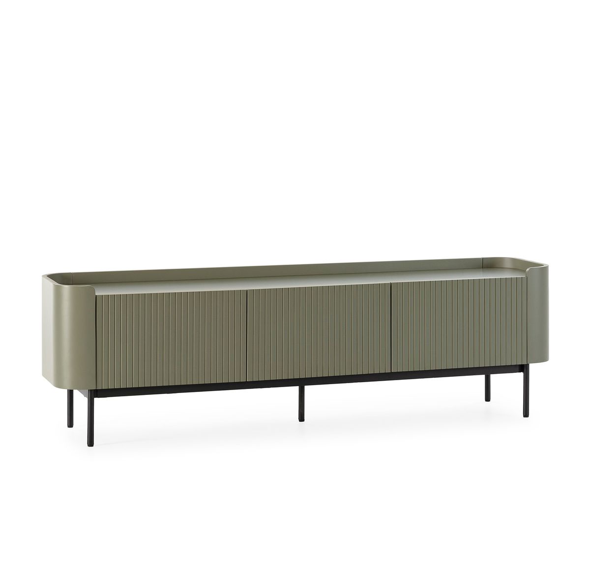 Mueble TV de madera en verde, 180 x 40 x 55 cm | Willa