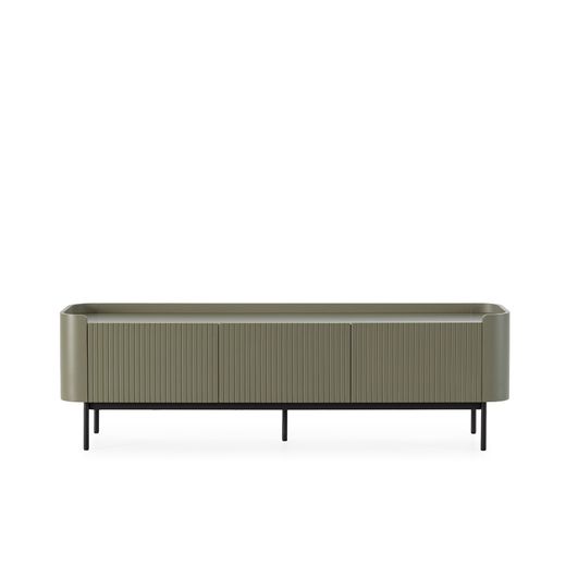 Wooden TV stand in green, 180 x 40 x 55 cm | Willa
