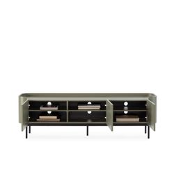 Wooden TV stand in green, 180 x 40 x 55 cm | Willa