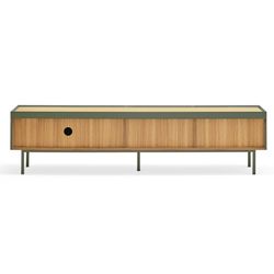 Wooden TV stand in light green and oak, 180 x 40 x 45 cm | Arista