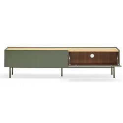 Wooden TV stand in light green and oak, 180 x 40 x 45 cm | Arista