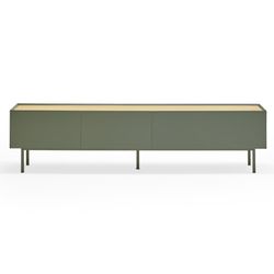 Wooden TV stand in light green and oak, 180 x 40 x 45 cm | Arista