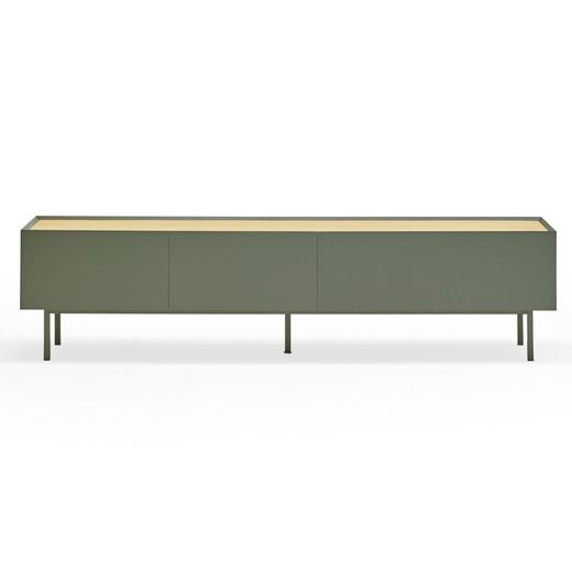 Wooden TV stand in light green and oak, 180 x 40 x 45 cm | Arista