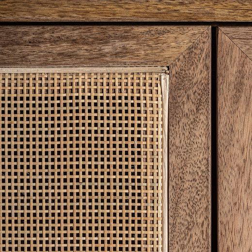 Mueble TV de madera y fibras naturales en marrón, 200 x 40 x 61 cm | Beckley
