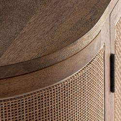 Mueble TV de madera y fibras naturales en marrón, 200 x 40 x 61 cm | Beckley