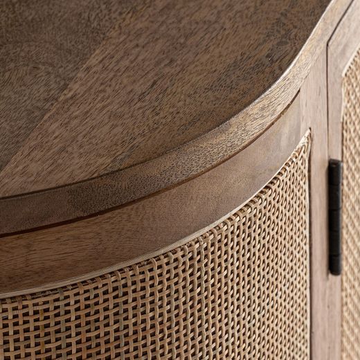 Mueble TV de madera y fibras naturales en marrón, 200 x 40 x 61 cm | Beckley
