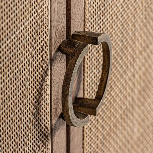 Mueble TV de madera y fibras naturales en marrón, 200 x 40 x 61 cm | Beckley