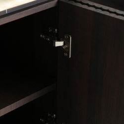 Mueble TV de madera y mármol sintético en marrón, 200 x 40 x 55 cm | Verona