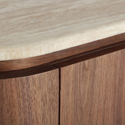 Mueble TV de madera y mármol sintético en marrón y beige, 200 x 41 x 45 cm | Dune