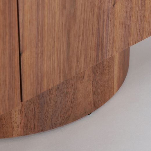 Mueble TV de madera y mármol sintético en marrón y beige, 200 x 41 x 45 cm | Dune