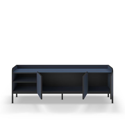 Meuble TV en bois et métal bleu, 160 x 42 x 55 cm | Adara