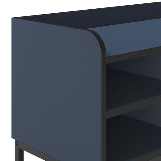 Meuble TV en bois et métal bleu, 160 x 42 x 55 cm | Adara