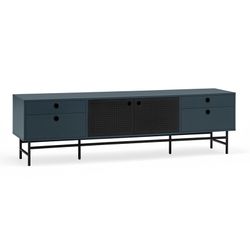 Dark blue and black wood and metal TV stand, 180 x 40 x 52 cm | Punto