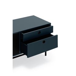 Dark blue and black wood and metal TV stand, 180 x 40 x 52 cm | Punto